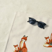 Serviette De Plage Illustration de l'aquarelle Momma Fox et Baby (En situation)