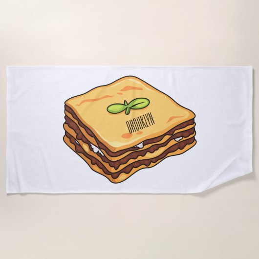Serviette De Plage Illustration de Lasagna (Devant)