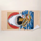Serviette De Plage Illustration de l'attaque de requins sushis (Devant)