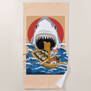 Serviette De Plage Illustration de l'attaque de requins sushis