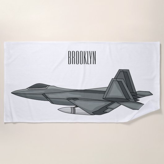 Serviette De Plage Illustration de l'avion de chasse (Devant)