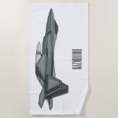 Serviette De Plage Illustration de l'avion de chasse (Devant)