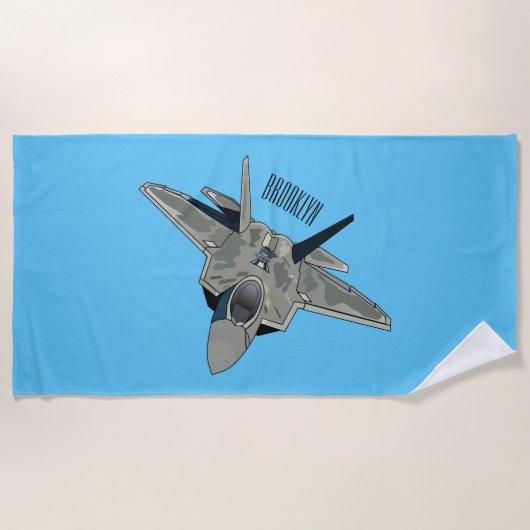 Serviette De Plage Illustration de l'avion de chasse (Devant)