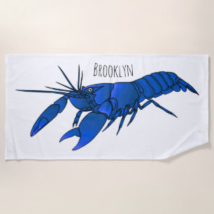 Serviette De Plage Illustration de l'écrevisse marron bleu