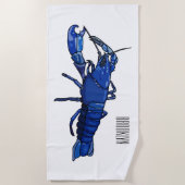 Serviette De Plage Illustration de l'écrevisse marron bleu (Devant)