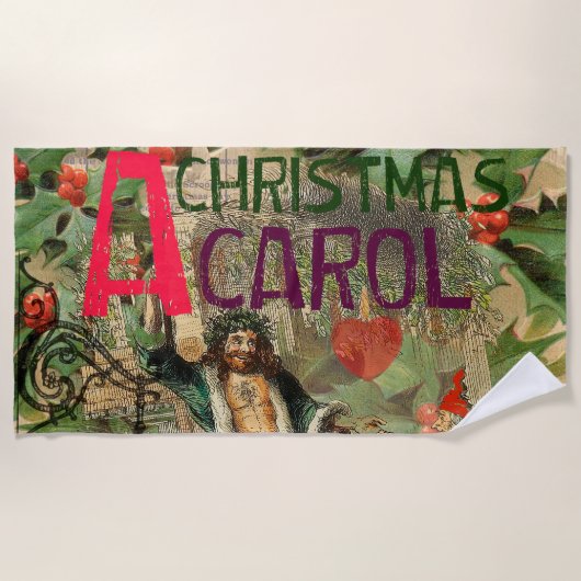 Serviette De Plage Illustration de l'esprit de Noël présent Scrooge (Devant)