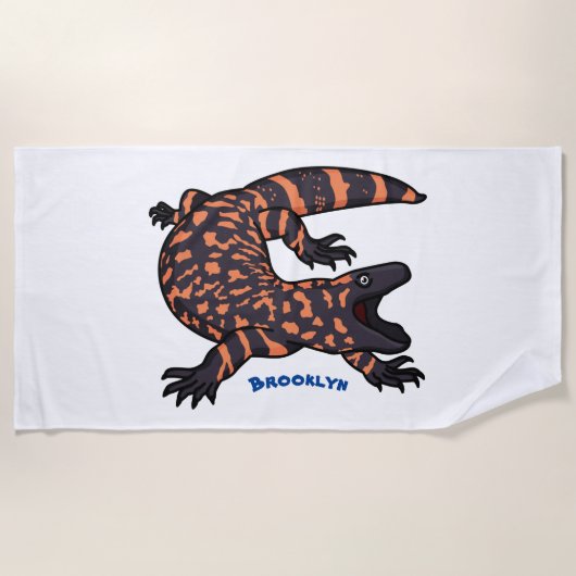 Serviette De Plage Illustration de lézard géant affamé (Devant)