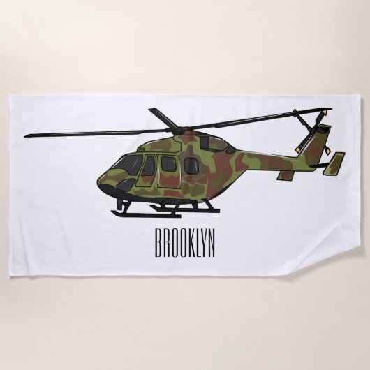 Serviette De Plage Illustration de l'hélicoptère de l'armée (Devant)