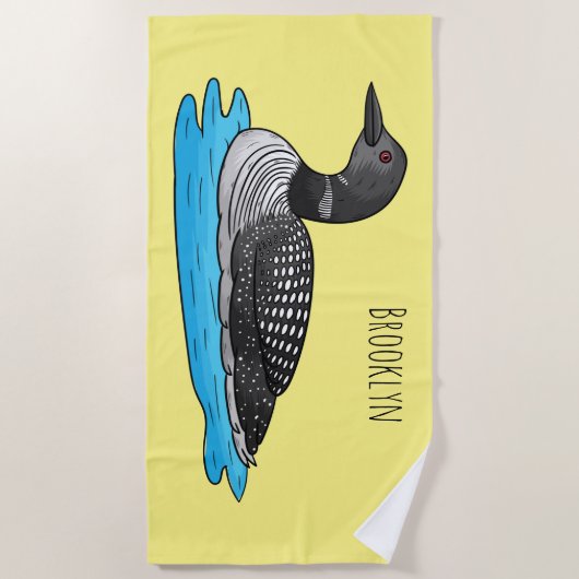 Serviette De Plage Illustration de Loon bird (Devant)