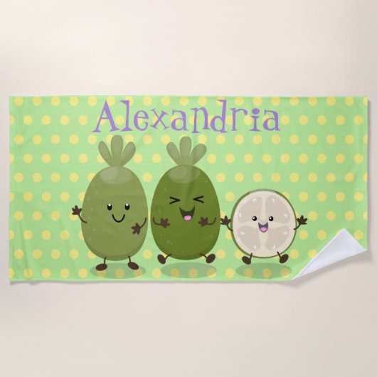 Serviette De Plage Illustration de mignonne guava feijoa (Devant)