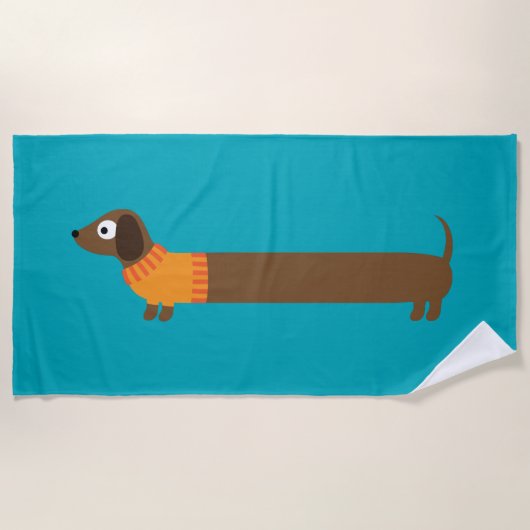 Serviette De Plage Illustration de mignonne long Dachshund (Devant)