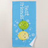 Serviette De Plage Illustration de mignons amis citron et citron vert (Devant)