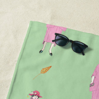 Serviette De Plage Illustration de mode des années 1910 Dame & Chien 