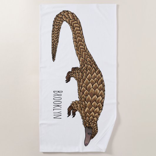 Serviette De Plage Illustration de pangolin à queue longue (Devant)