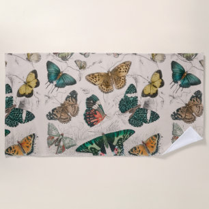 Serviette De Plage Illustration de papillon antique : 1820 Orfèvre