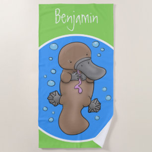Serviette De Plage Illustration de platypus bébé très heureux
