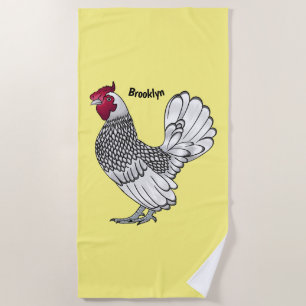 Serviette De Plage Illustration de poulet Sebright