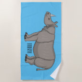 Serviette De Plage illustration de rhinocéros de Java en dessin animé (Devant)