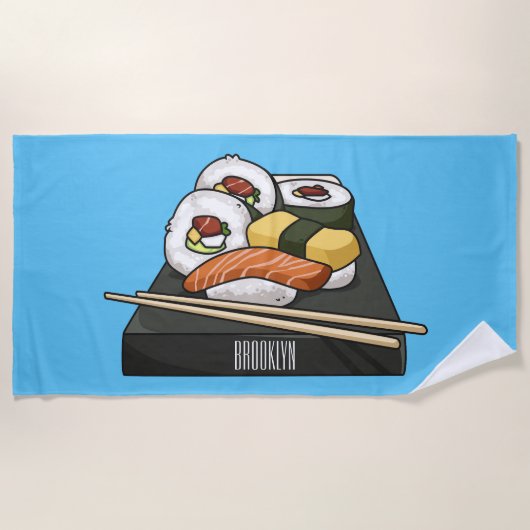Serviette De Plage Illustration de sushi (Devant)