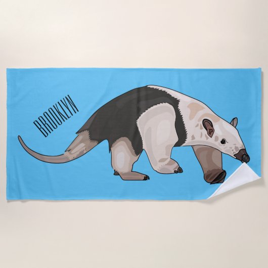 Serviette De Plage Illustration de Tamandua (Devant)