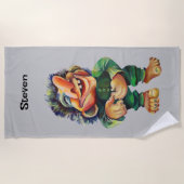 Serviette De Plage Illustration de troll drôle scandinave aquarelle (Devant)