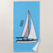 Serviette De Plage Illustration de voilier (Devant)