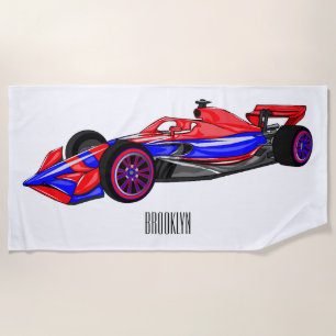 Serviette De Plage Illustration de voiture de course professionnelle