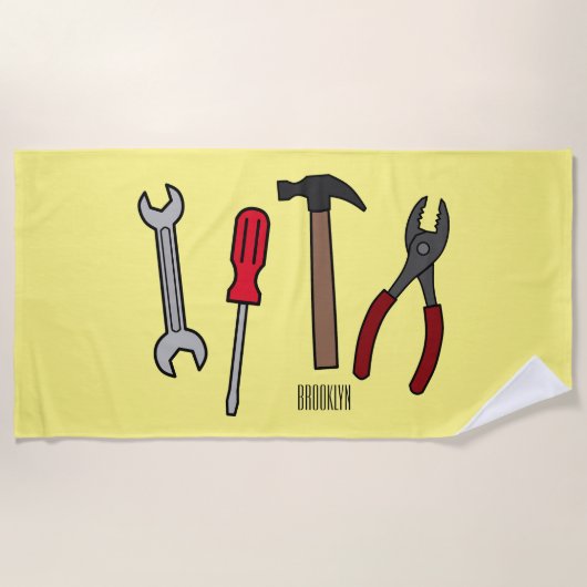 Serviette De Plage Illustration des outils de menuiserie (Devant)