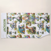 Serviette De Plage Illustration Dinosaure (Devant)