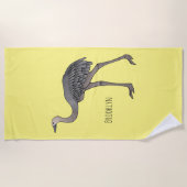 Serviette De Plage Illustration d'oiseau de rhée (Devant)