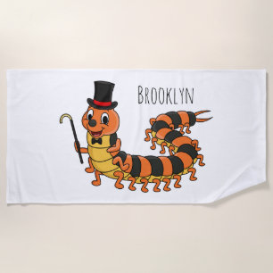 Serviette De Plage Illustration drôle de dessin animé centipede