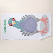 Serviette De Plage Illustration drôle de pigeon curieux (Devant)