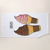 Serviette De Plage Illustration du cône de crème glacée (Devant)
