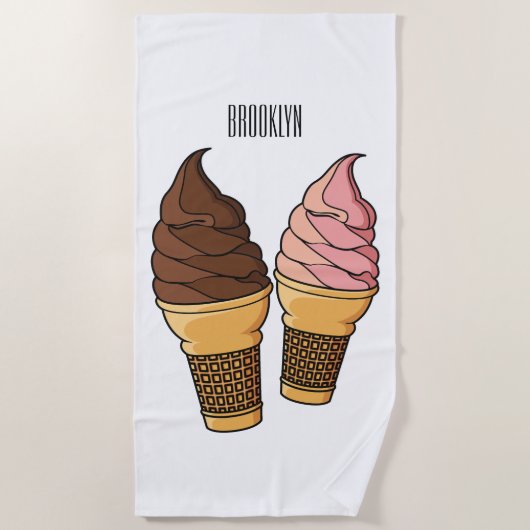 Serviette De Plage Illustration du cône de crème glacée (Devant)