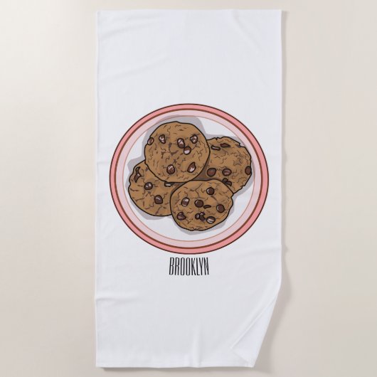 Serviette De Plage Illustration du cookie de puce à chocolat (Devant)