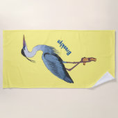 Serviette De Plage Illustration du grand héron bleu (Devant)