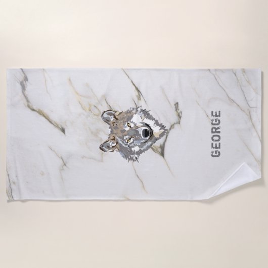 Serviette De Plage Illustration du loup (Devant)