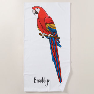 Serviette De Plage Illustration du perroquet de macaw Scarlet