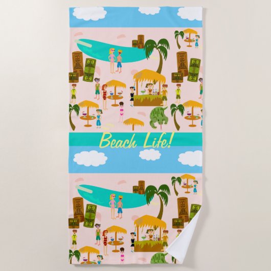 Serviette De Plage Illustration du personnage du Beach Life Beach Par (Devant)