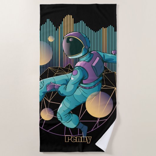 Serviette De Plage Illustration d'un astronaute technologique moderne (Devant)
