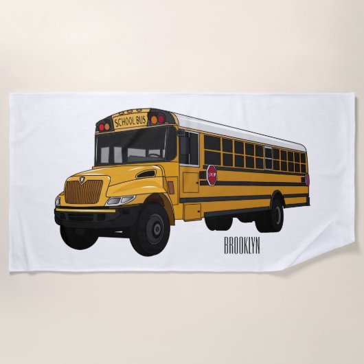 Serviette De Plage Illustration d'un autobus scolaire (Devant)