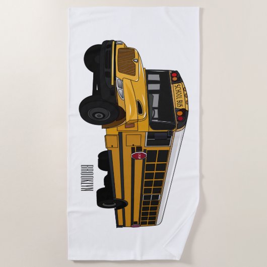 Serviette De Plage Illustration d'un autobus scolaire (Devant)