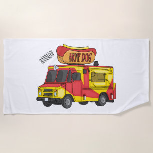 Serviette De Plage Illustration d'un camion de nourriture pour chien 