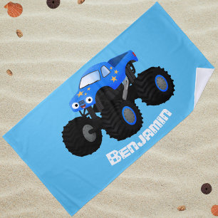 Serviette De Plage Illustration d'un camion monstre bleu mou