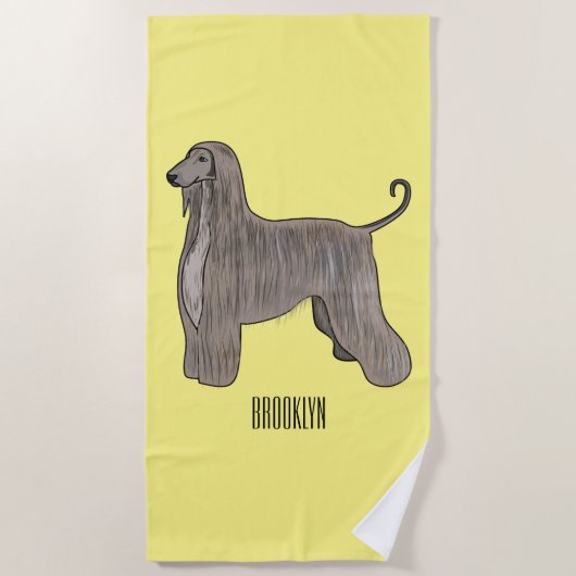 Serviette De Plage Illustration d'un chien hound afghan (Devant)