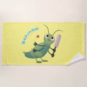 Serviette De Plage Illustration d'un insecte du cricket vert mou