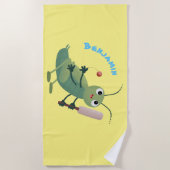 Serviette De Plage Illustration d'un insecte du cricket vert mou (Devant)