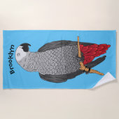 Serviette De Plage Illustration d'un perroquet gris en Afrique (Devant)