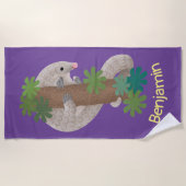 Serviette De Plage Illustration d'une anteure de pangolin mignonne (Devant)