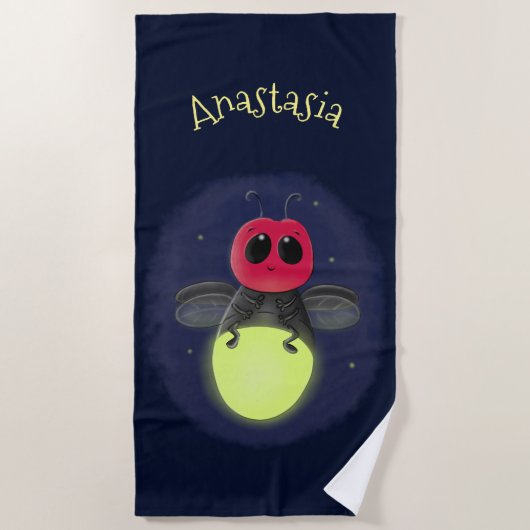 Serviette De Plage Illustration d'une luciole à éclair mignon (Devant)